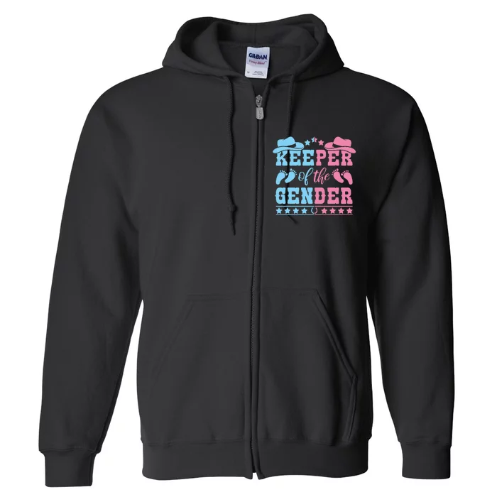 Western Baby Gender Reveal Party Outfit Keeper Of The Gender Full Zip Hoodie