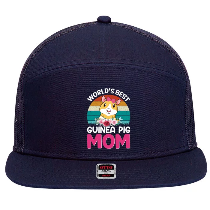 Worlds Best Guinea Pig Mom Gift 7 Panel Mesh Trucker Snapback Hat