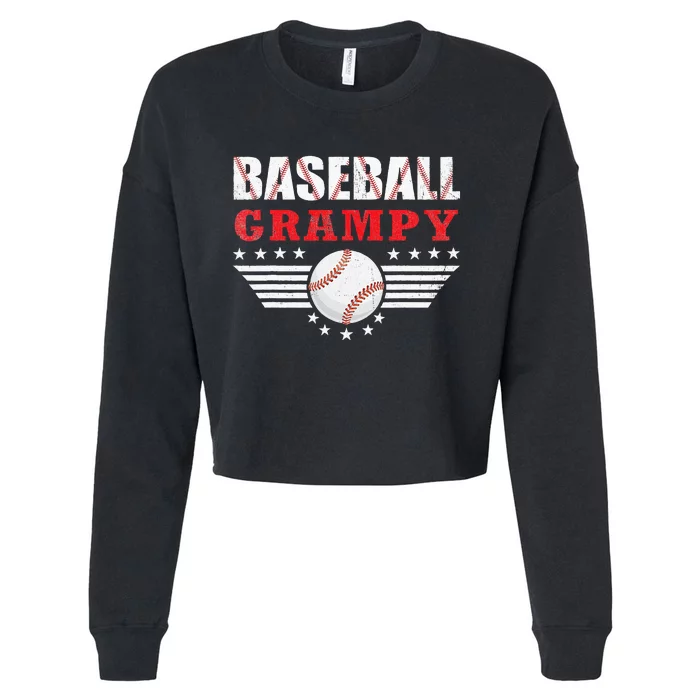 Womens Baseball Grampy Funny Ball Grampy Mothers Day Gifts Cropped Pullover Crew