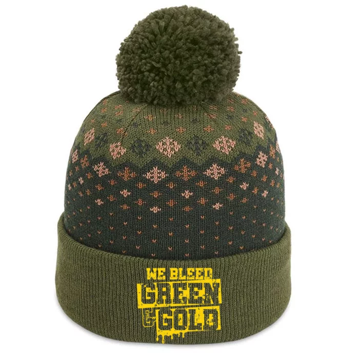 We Bleed Green & Gold Game Day Group School The Baniff Cuffed Pom Beanie