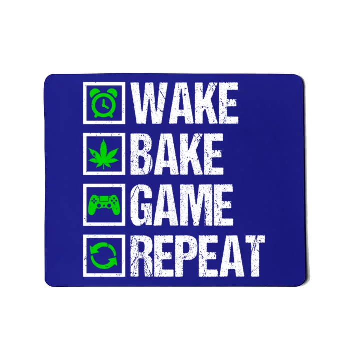 Wake Bake Game Repeat 420 Weed Cannabis Funny Gaming Gift Mousepad