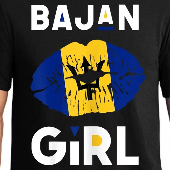 Womens Bajan Girl Barbados Girl Barbadian Flag Lips Barbadian Pajama Set