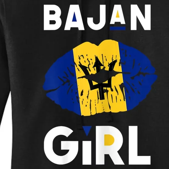 Womens Bajan Girl Barbados Girl Barbadian Flag Lips Barbadian Women's Pullover Hoodie