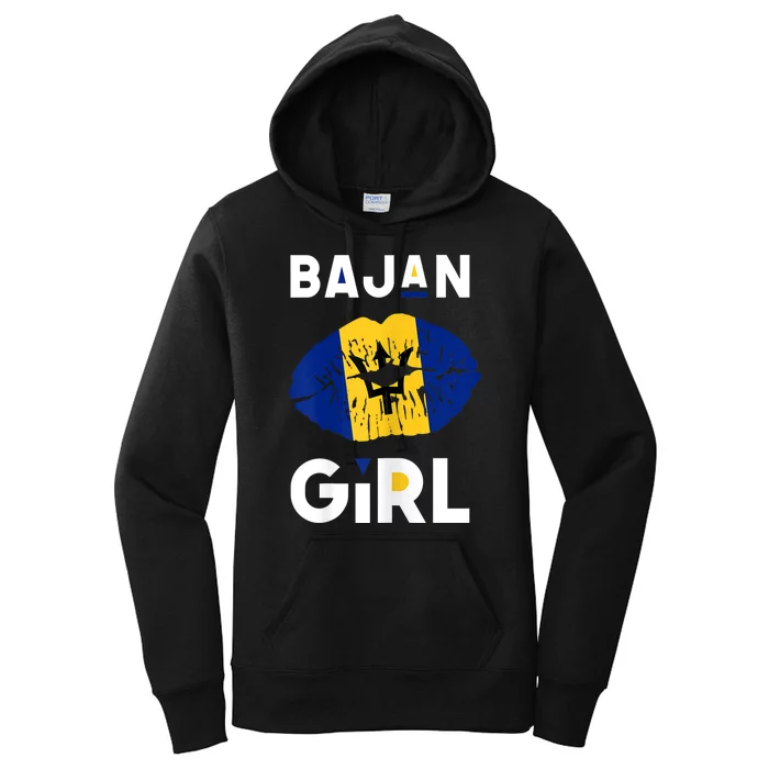 Womens Bajan Girl Barbados Girl Barbadian Flag Lips Barbadian Women's Pullover Hoodie