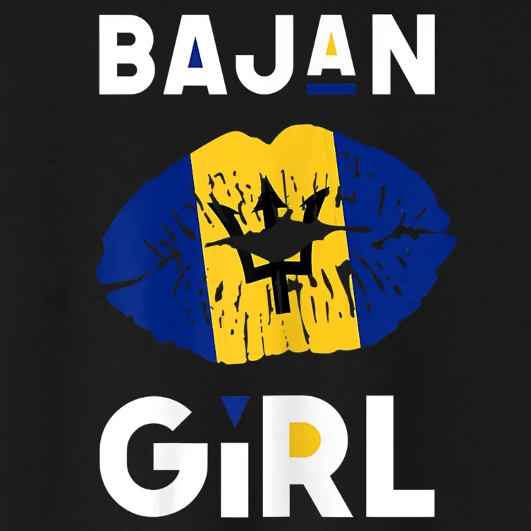 Womens Bajan Girl Barbados Girl Barbadian Flag Lips Barbadian Women's Crop Top Tee