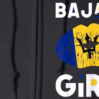 Womens Bajan Girl Barbados Girl Barbadian Flag Lips Barbadian Full Zip Hoodie