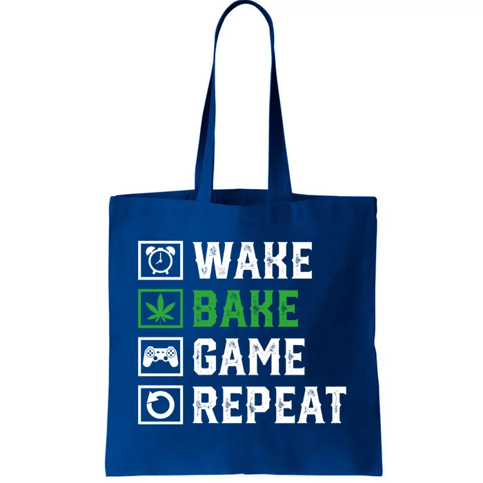 Wake Bake Game Repeat 420 Weed Cannabis Thc Stoner Gift Tote Bag