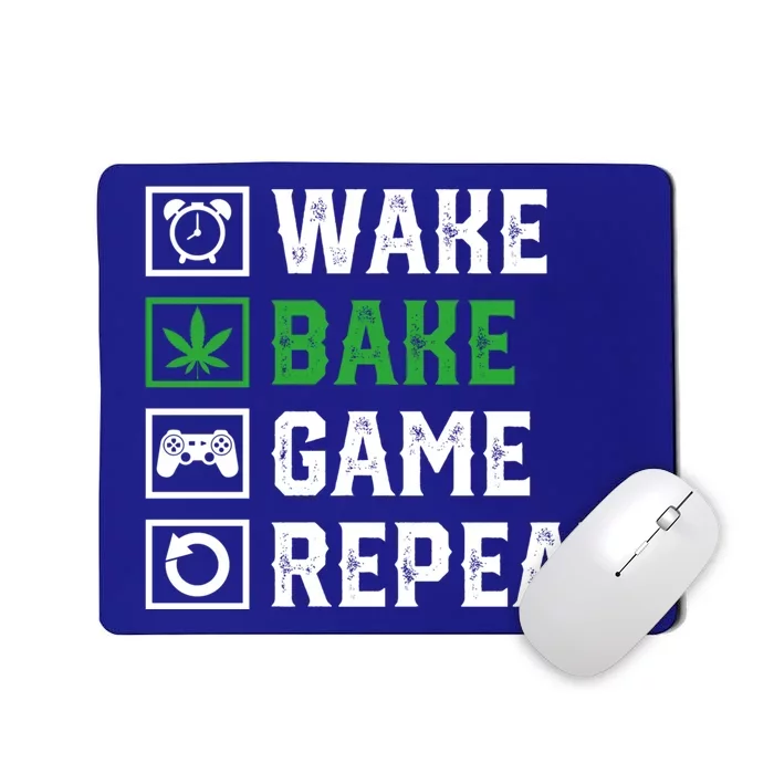 Wake Bake Game Repeat 420 Weed Cannabis Thc Stoner Gift Mousepad