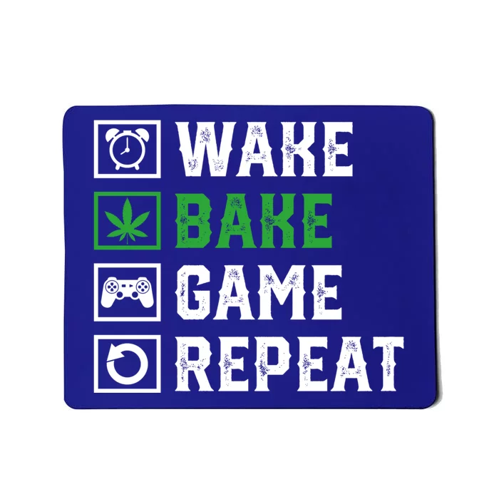 Wake Bake Game Repeat 420 Weed Cannabis Thc Stoner Gift Mousepad