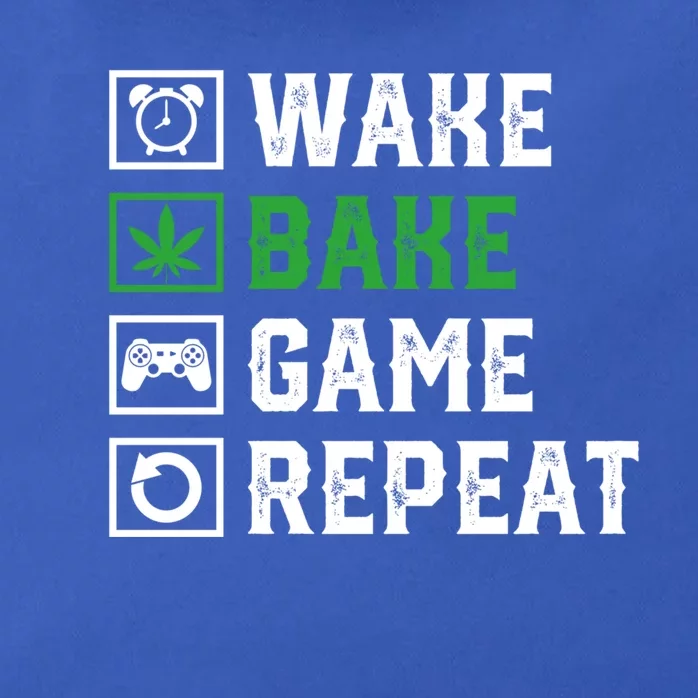 Wake Bake Game Repeat 420 Weed Cannabis Thc Stoner Gift Zip Tote Bag