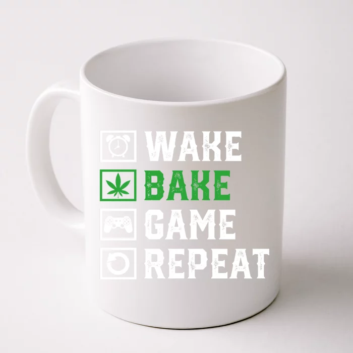 Wake Bake Game Repeat 420 Weed Cannabis Thc Stoner Gift Front & Back Coffee Mug