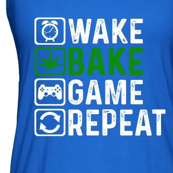 Wake Bake Game Repeat Marijuana Weed Lover Weed Gift Ladies Essential Flowy Tank