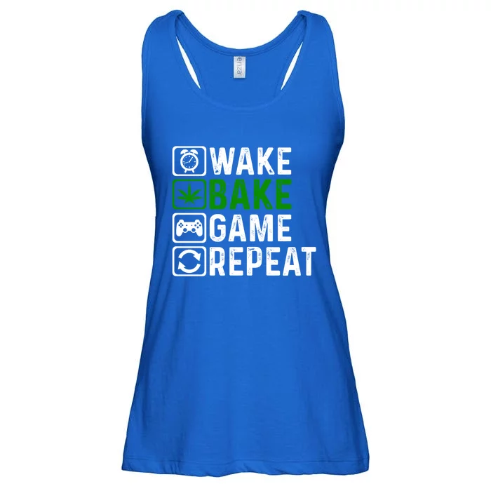 Wake Bake Game Repeat Marijuana Weed Lover Weed Gift Ladies Essential Flowy Tank