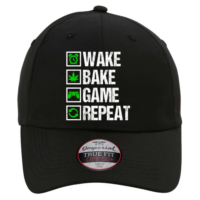 Wake Bake Game Repeat 420 Weed Cannabis Funny Gaming Gift The Original Performance Cap