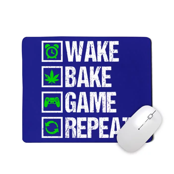 Wake Bake Game Repeat 420 Weed Cannabis Funny Gaming Gift Mousepad