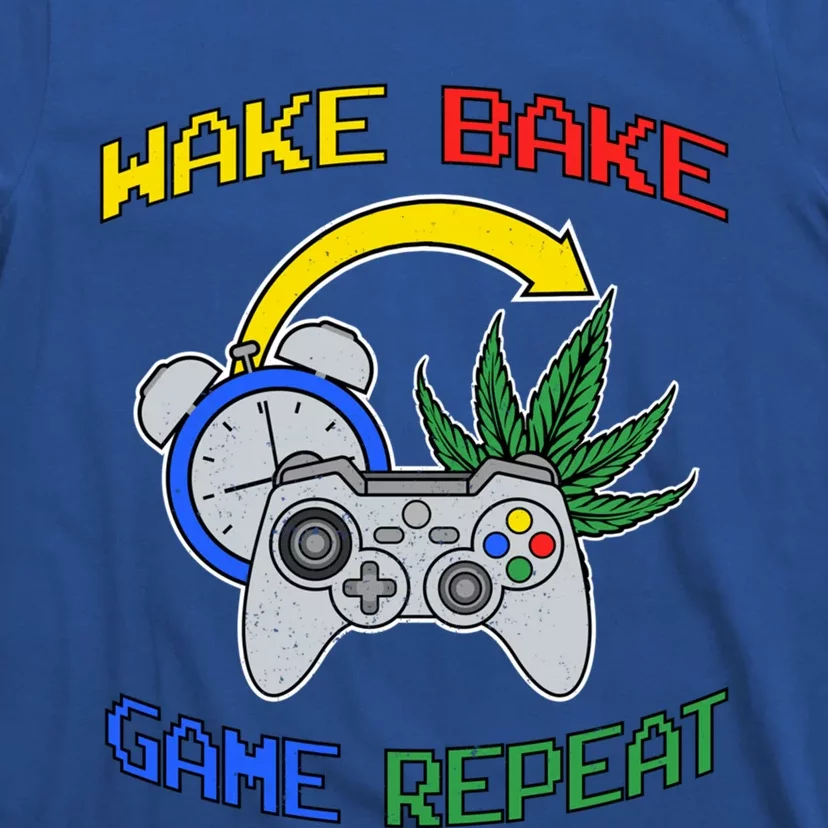 Wake Bake Game Repeat Weed Cannabis Smoker Gamer Gaming Gift T-Shirt