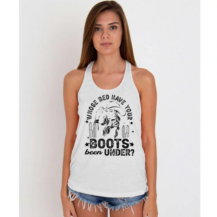 Whose Bed Have Your Boots Been Under Apparel Women's Knotted Racerback Tank