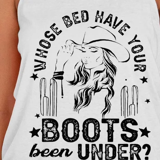 Whose Bed Have Your Boots Been Under Apparel Women's Knotted Racerback Tank