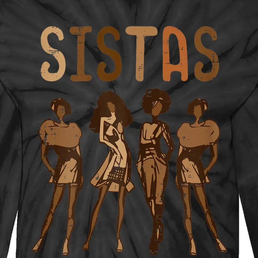 Womens Black History Sistas Melanin Pride African American Tie-Dye Long Sleeve Shirt