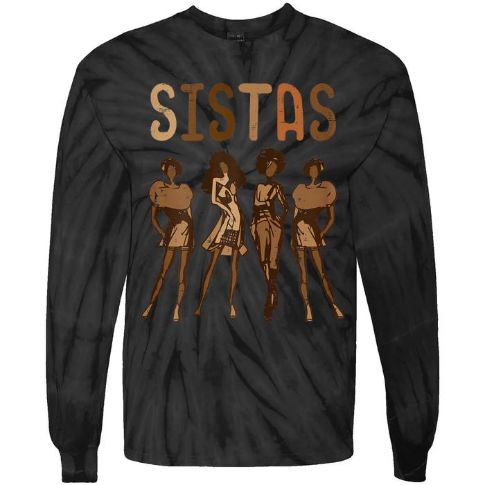 Womens Black History Sistas Melanin Pride African American Tie-Dye Long Sleeve Shirt