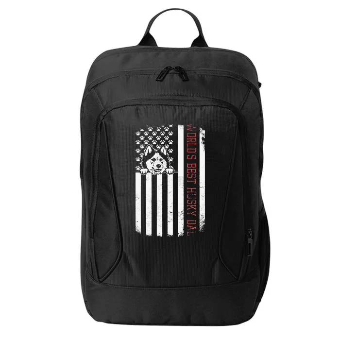 World's Best Husky Dad America Flag Vintage Design City Backpack