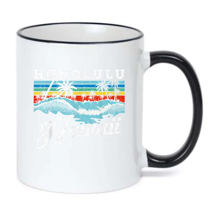 Waves Beach Honolulu Hawaiian Summer Surfing Retro Hawaii Black Color Changing Mug