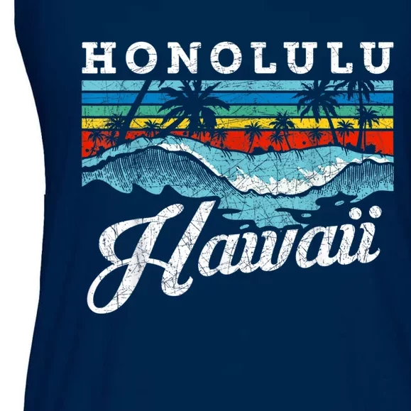 Waves Beach Honolulu Hawaiian Summer Surfing Retro Hawaii Ladies Essential Flowy Tank