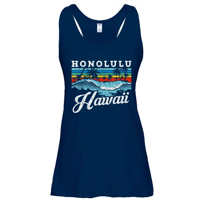 Waves Beach Honolulu Hawaiian Summer Surfing Retro Hawaii Ladies Essential Flowy Tank