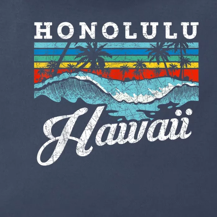 Waves Beach Honolulu Hawaiian Summer Surfing Retro Hawaii Zip Tote Bag