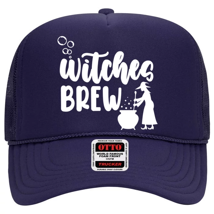 Witches Brew Halloween Witch High Crown Mesh Trucker Hat