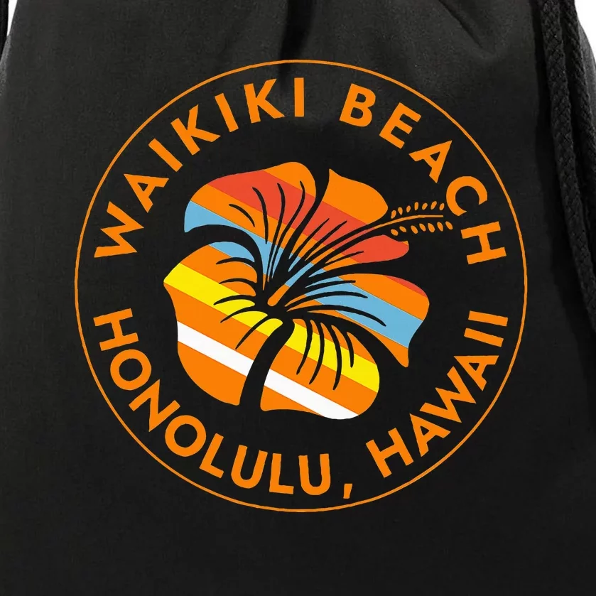 Waikiki Beach Honolulu Hawaii Islands Usa Vacation Trip Drawstring Bag