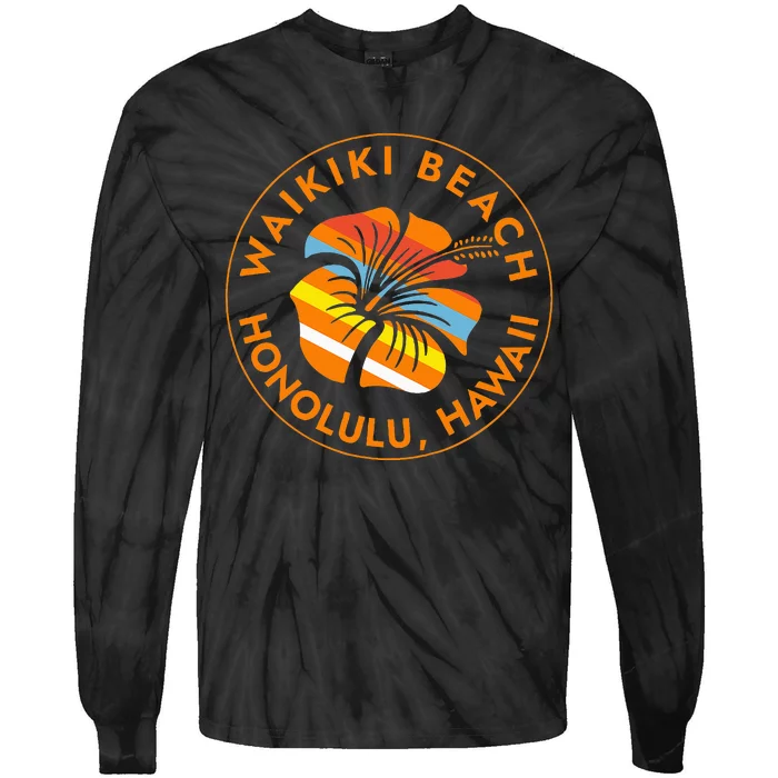 Waikiki Beach Honolulu Hawaii Islands Usa Vacation Trip Tie-Dye Long Sleeve Shirt