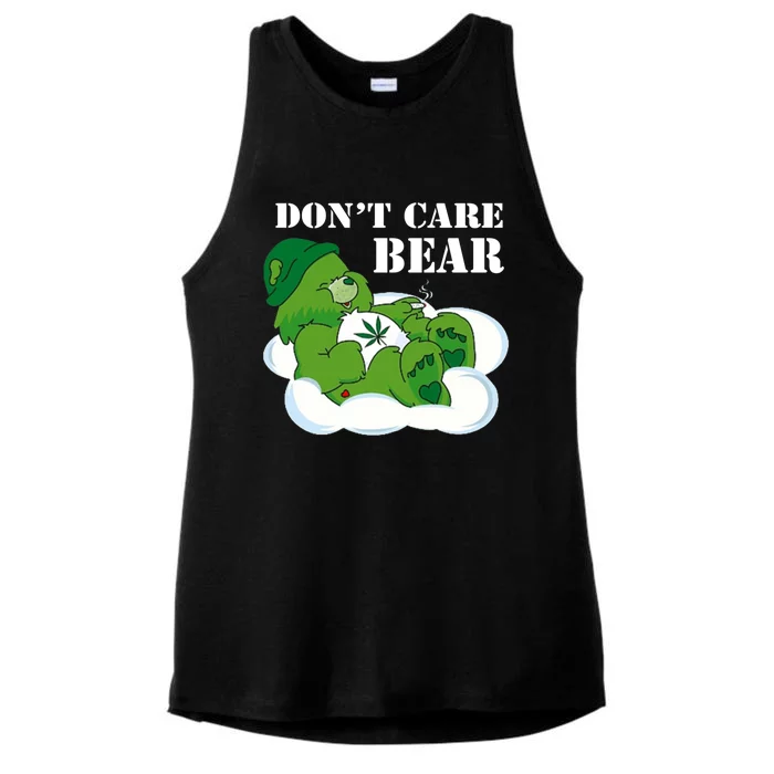 Weed bear herb bear don't care cute bear gift Ladies Tri-Blend Wicking Tank