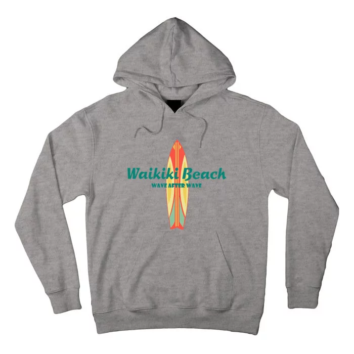 Waikiki Beach Hawaii Souvenir Retro Vintage Surf Tees Gifts Tall Hoodie