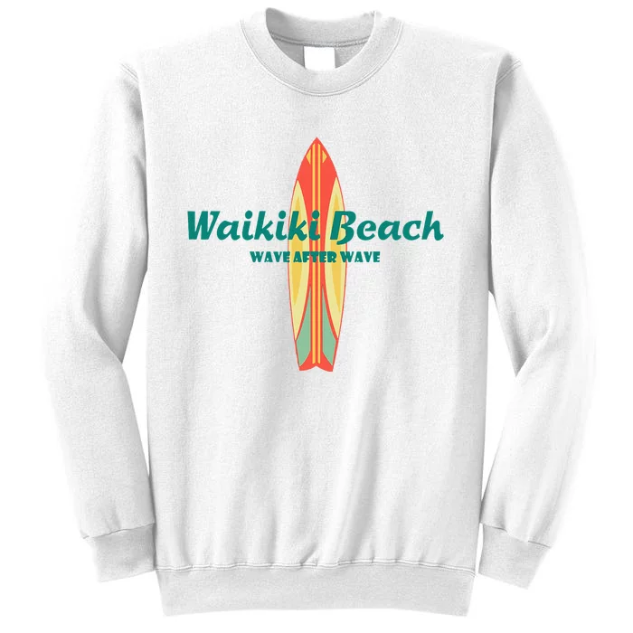 Waikiki Beach Hawaii Souvenir Retro Vintage Surf Tees Gifts Sweatshirt