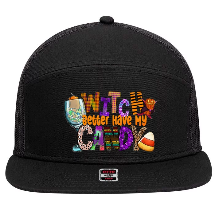 Witch Better Have My Candy Hippie Halloween Trick Or Treat 7 Panel Mesh Trucker Snapback Hat