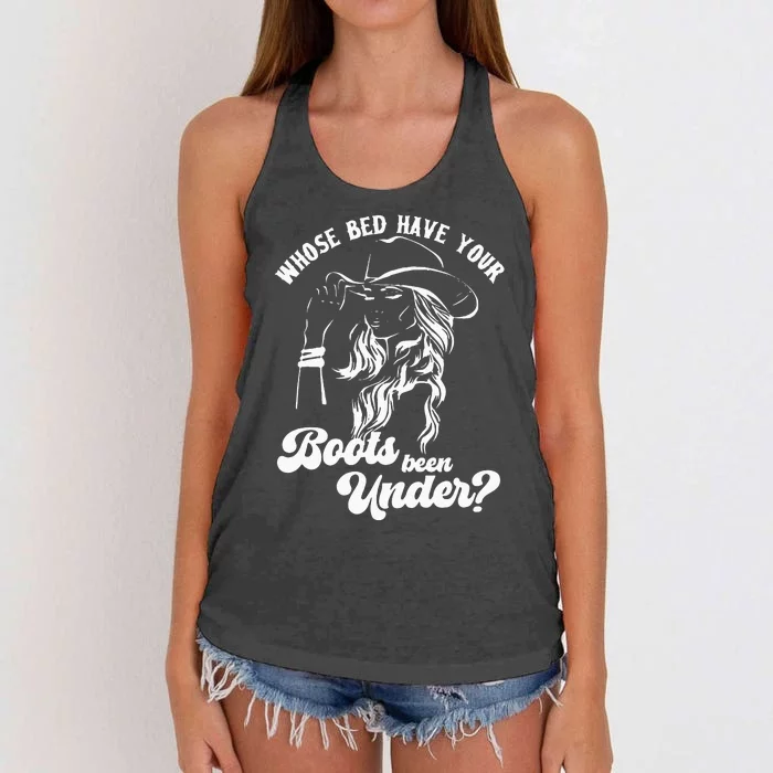 Whose Bed Have Your Boots Been Under Apparel Women's Knotted Racerback Tank