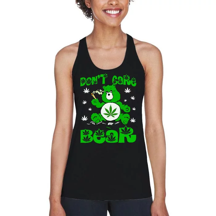 Weed Bear Herb Bear DonT Care Funny Bear Marijuana Cannabis Women's Racerback Tank