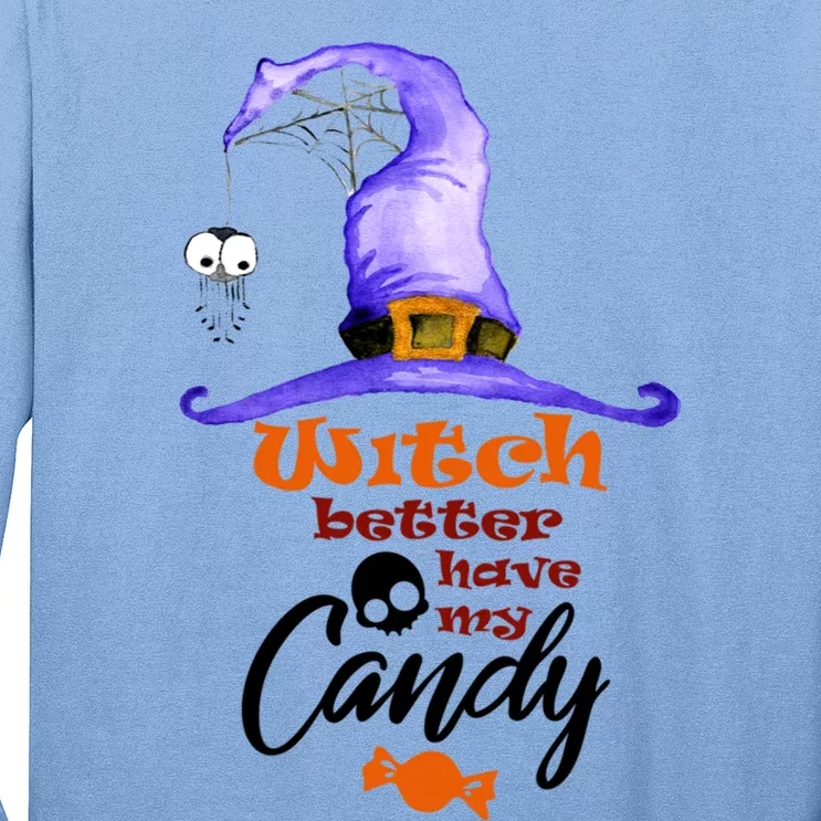 Witch Better Have My Candy Purple Hat With Spider Halloween Gift Long Sleeve Shirt