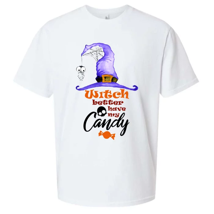 Witch Better Have My Candy Purple Hat With Spider Halloween Gift Sueded Cloud Jersey T-Shirt