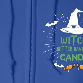 Witch Better Have My Candy Purple Hat With Spider Halloween Gift Full Zip Hoodie