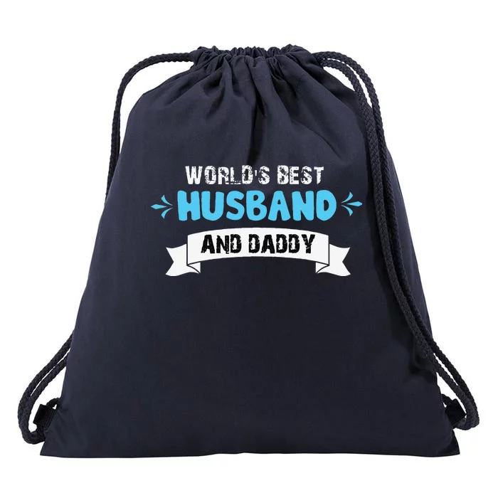 Worlds Best Husband And Dad For Fathers Day Drawstring Bag