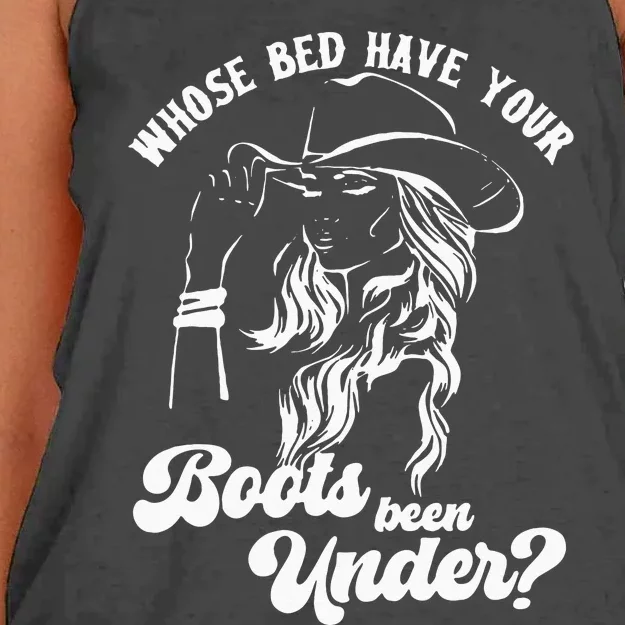 Whose Bed Have Your Boots Been Under Apparel Women's Knotted Racerback Tank