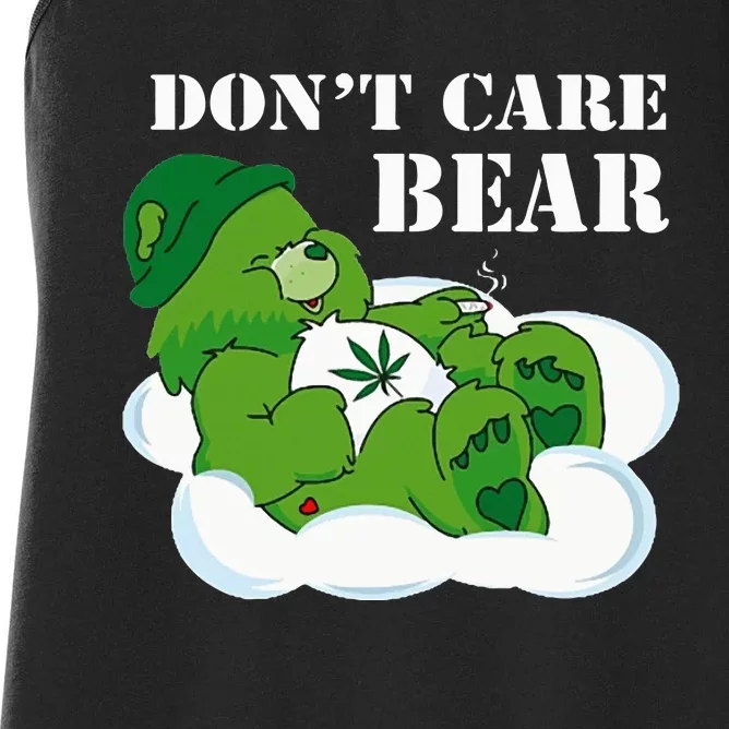 Weed bear herb bear don't care cute bear gift Women's Racerback Tank