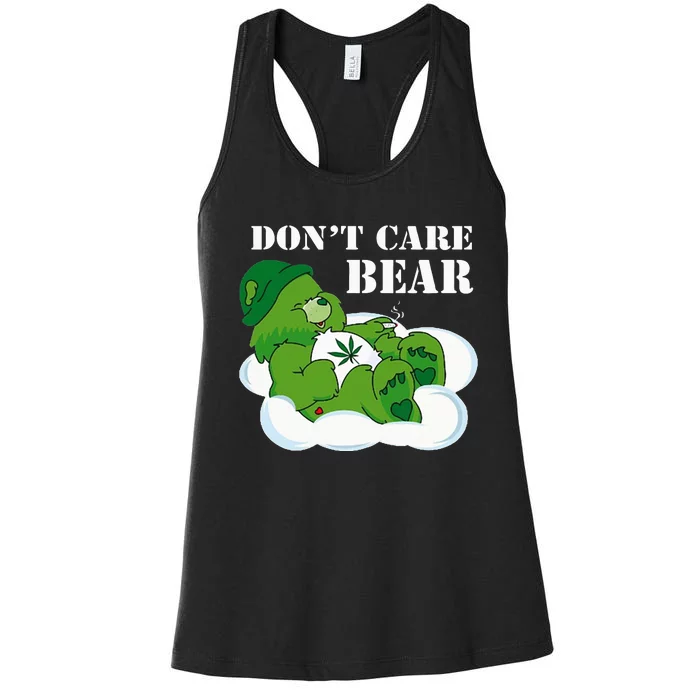 Weed bear herb bear don't care cute bear gift Women's Racerback Tank