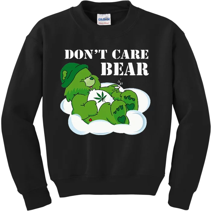 Weed bear herb bear don't care cute bear gift Kids Sweatshirt