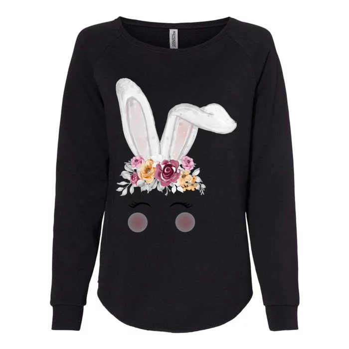 Watercolor Bunny Head With Flowers Cute Rabbit Easter Mom Gift Womens California Wash Sweatshirt