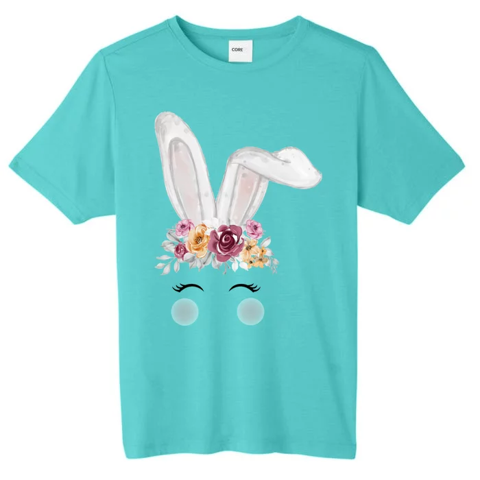 Watercolor Bunny Head With Flowers Cute Rabbit Easter Mom Gift ChromaSoft Performance T-Shirt