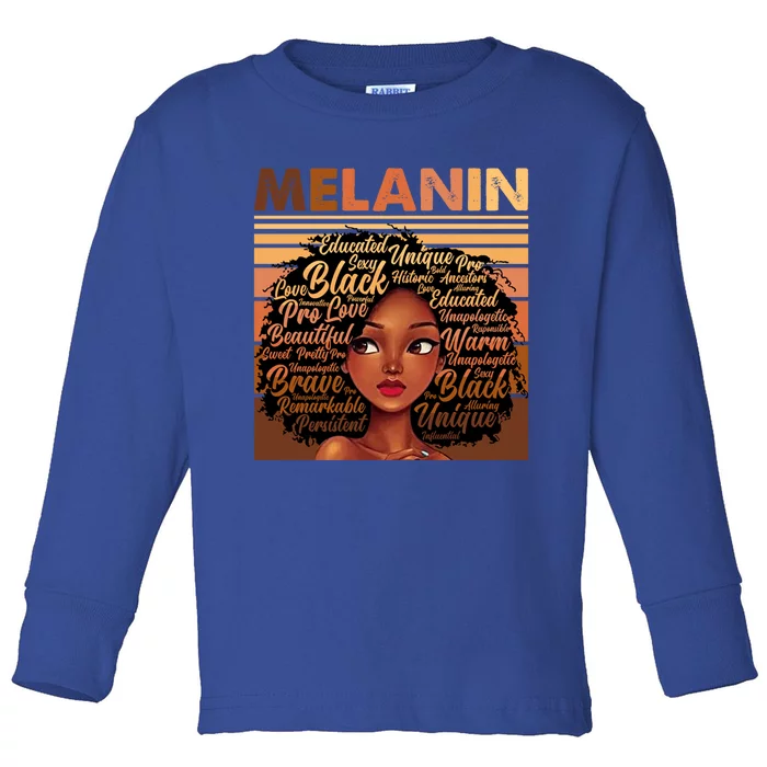 Wo Black History Juneteenth Melanin Birthday Gift Toddler Long Sleeve Shirt