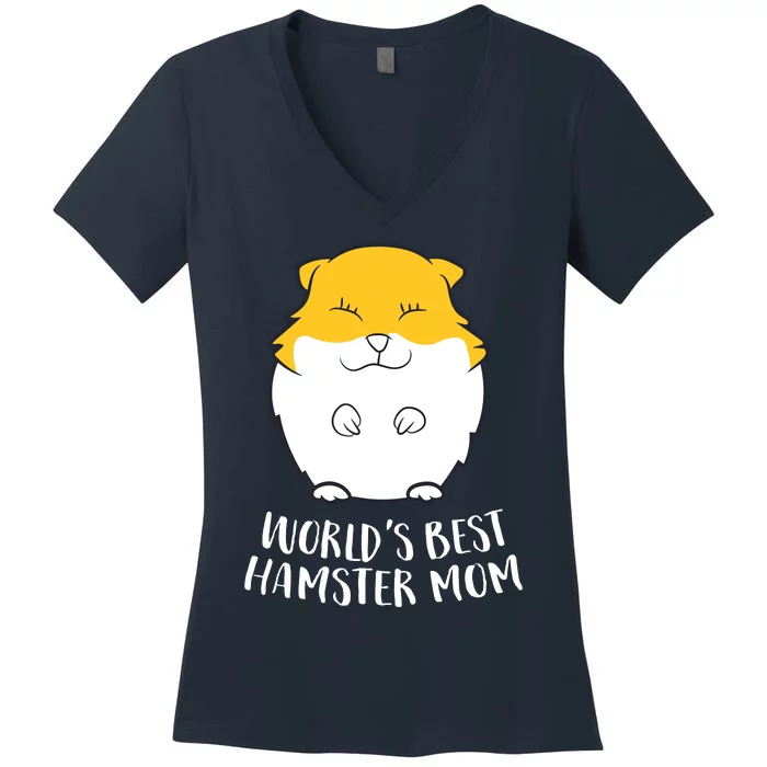 Worlds Best Hamster Mom Funny Hamster Mom Gift Women's V-Neck T-Shirt